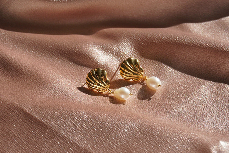 Sandy Pearl Drop Earrings