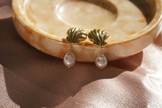 Sandy Pearl Drop Earrings