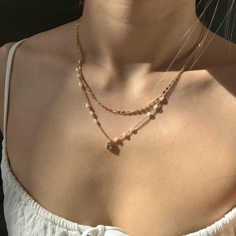 Dainty Amelia Pearl Pave Necklace