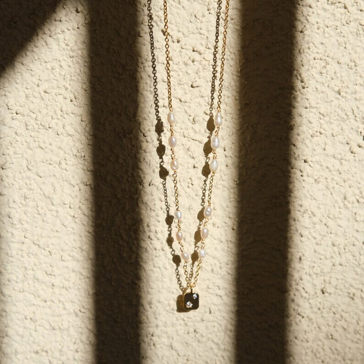 Dainty Amelia Pearl Pave Necklace