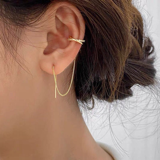 Pave Cross Threader Earring Ensemble