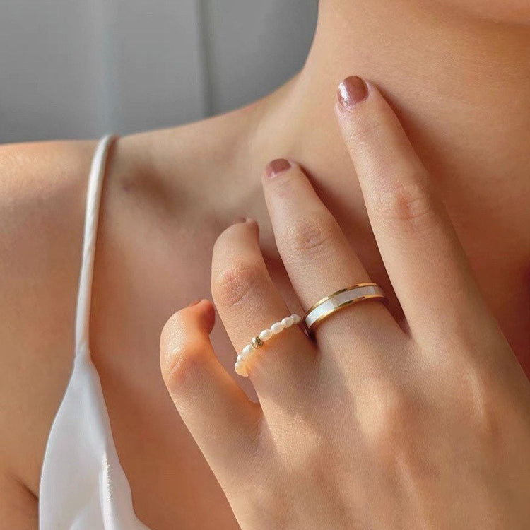 Natural Mother of Pearl Band Ring