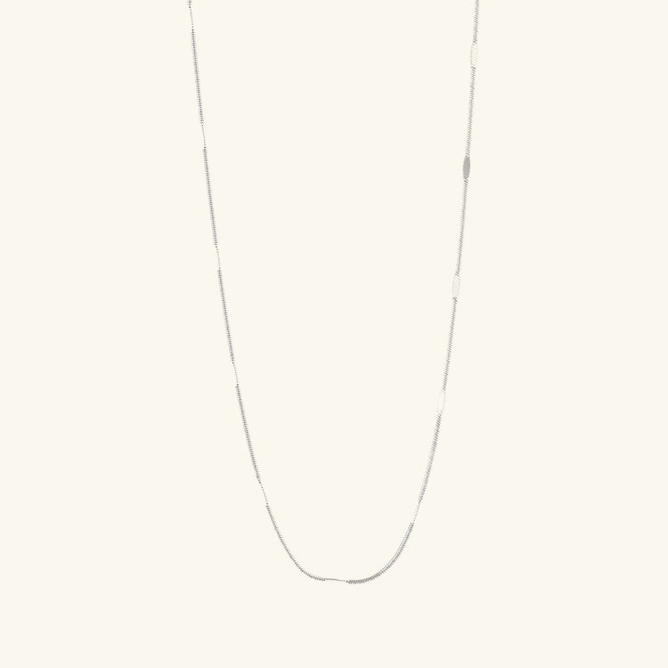 Silver Parisian Pressed Herringbone Chain Necklace