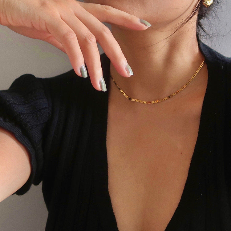 UNISEX Minimalistic Link Chain Necklace,Gold Chain Choker,Simple Choker,Gold Choker Necklace,Dainty Gold Chain,Layering,Simple Gold Chain