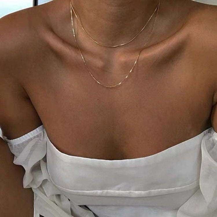 Stacked Narrow Herringbone Necklace