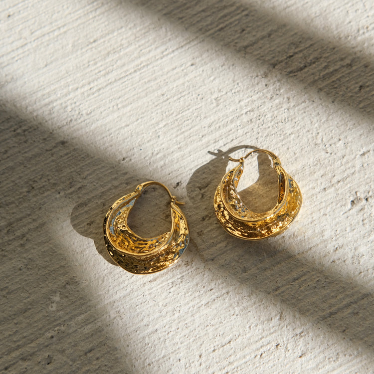 Abigail Hammered Hoop Earrings