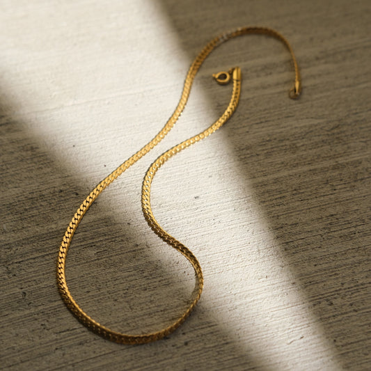 Narrow Weaved Herringbone Chain Necklace