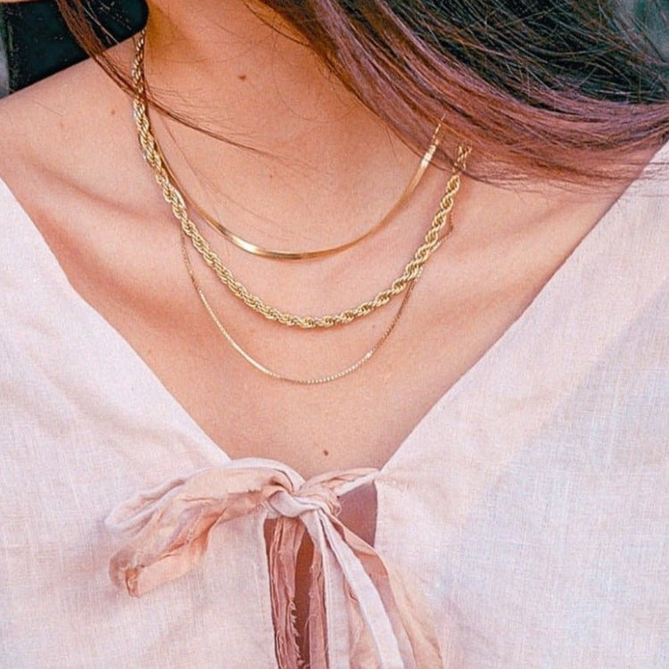 Double Herringbone Chain Necklace