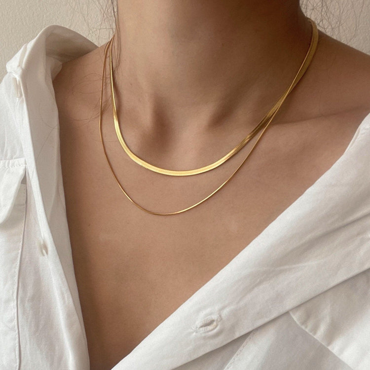 Double Herringbone Chain Necklace