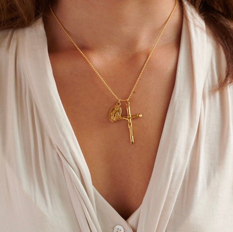 Virgin Mary Cross Necklace